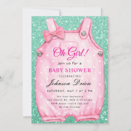 Oh Girl Baby Shower – Barnkläder Tema Inbjudningar