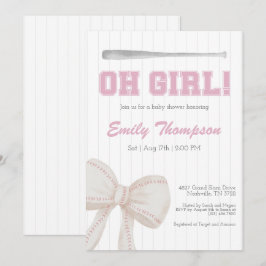 Oh Girl Baseball Baby Shower Inbjudningar