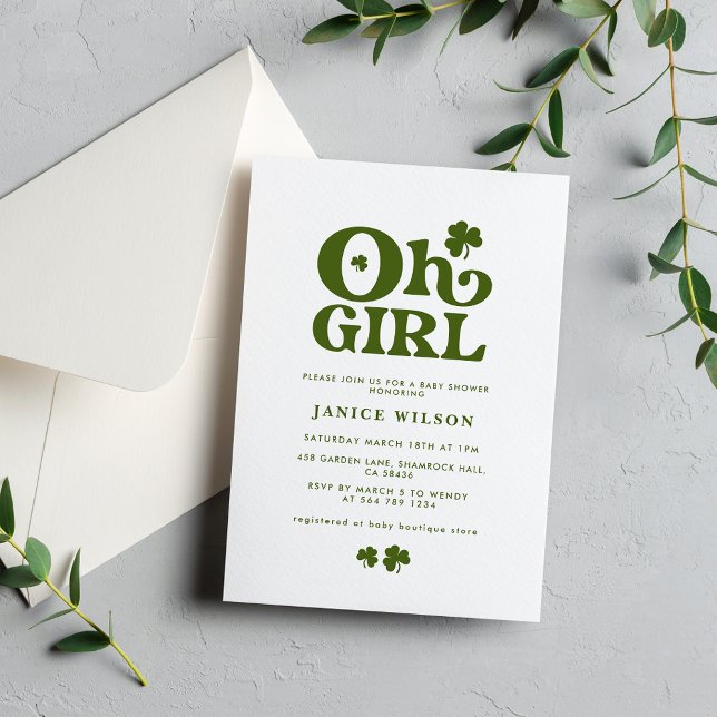 Oh Girl Charm St. Patrick's Day Baby Shower Inbjudningar (Skapare uppladdad)