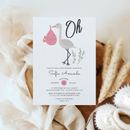 Oh Girl Minimalist Baby Shower Inbjudningar