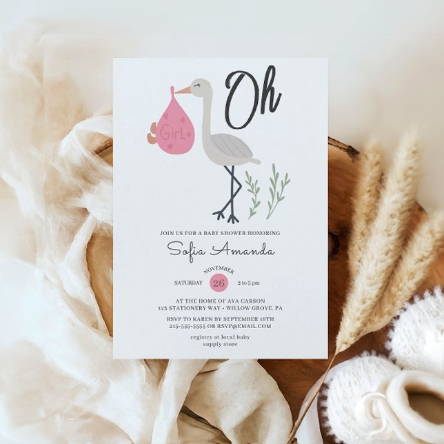 Oh Girl Minimalist Baby Shower Inbjudningar (Skapare uppladdad)