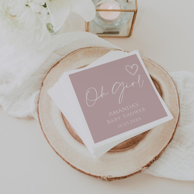 Oh Girl Minimalist Modern Baby Shower Pappersservett (Skapare uppladdad)