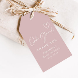 Oh Girl Minimalist Modern Baby Shower Tack Presentetikett