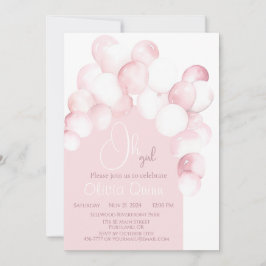Oh girl rosa ballonger valv baby shower inbjudningar