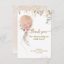 Oh Girl Rosa Balloon Blommigt Eucalyptus Baby Show Tack Kort