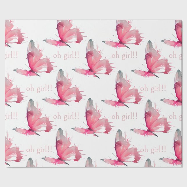 Oh Girl Rosa Butterflies Baby Shower Presentpapper (Seam)