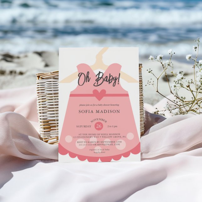 Oh Girl Rosa Dress Baby Shower Inbjudningar (Skapare uppladdad)