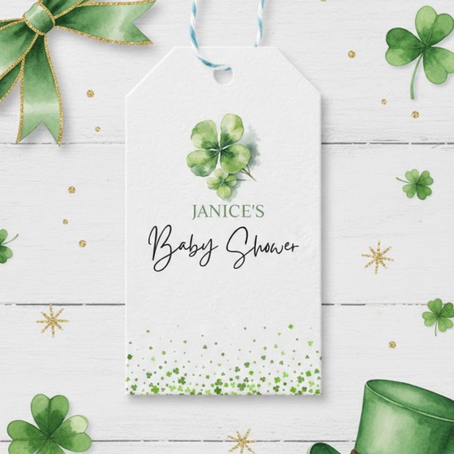 Oh Girl St. Patrick's Day Baby Shower Green  Presentetikett (Skapare uppladdad)