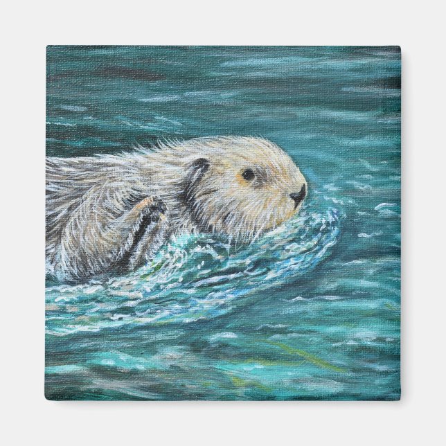 Oh Goody Lunchtime Sea Otter Painting Magnet (Framsidan)