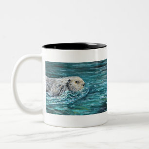 Oh Goody Lunchtime Sea Otter Painting Två-Tonad Mugg