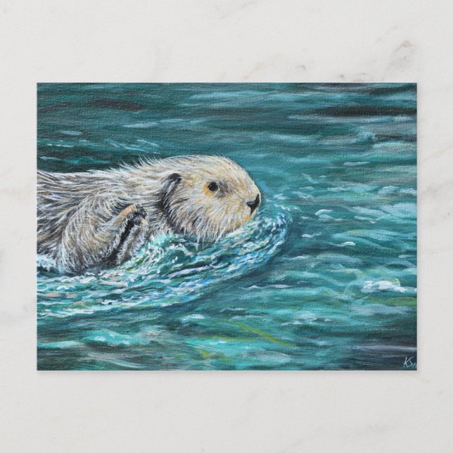 Oh Goody Lunchtime Sea Otter Painting Vykort (Framsida)