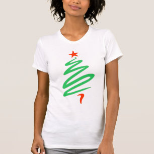 Oh gröna röda kvinna för julgran utslagsplats tee shirt