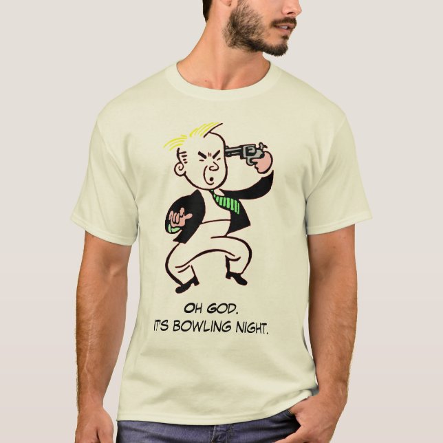 Oh gud. Den bowlar natt Tee Shirt (Framsida)