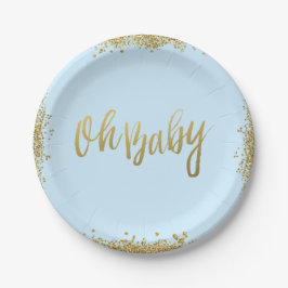Oh guld- glitterbaby shower för baby blue Faux