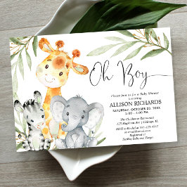 Oh gullgosse Safari animal greenery boydusch Inbjudningar