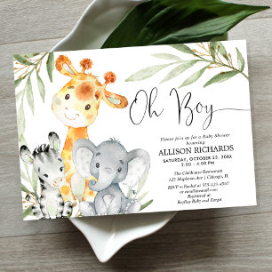 Oh gullgosse Safari animal greenery boydusch Inbjudningar