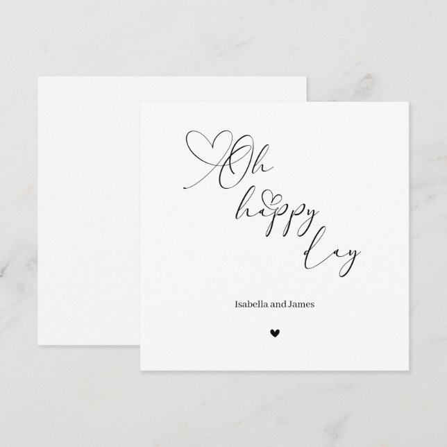 Oh Happy Day Heart Embellished Wedding  Kort (Fram/baksida)