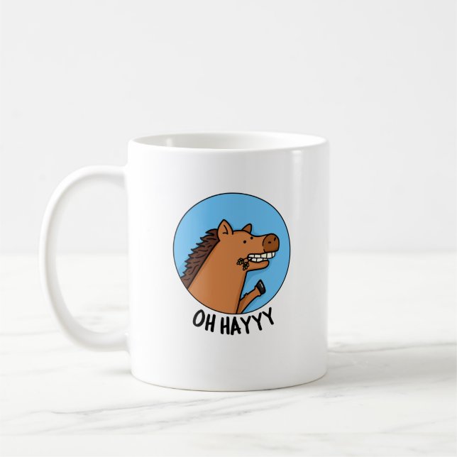 Oh Hayyyy Funny Horse Pun Kaffemugg (Vänster)