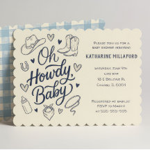 Oh Hej Cowboy Baby Shower Inbjudan Västerländsk
