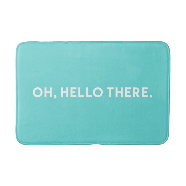 Oh Hej Där Typography Blue Bath Mat Badrumsmatta (Framsidan)