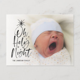 Oh Heliga Natt | Jul Födsel Tillkännagivande Foto Meddelande Vykort