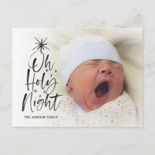 Oh Heliga Natt Jul Födsel Tillkännagivande Foto Meddelande Vykort