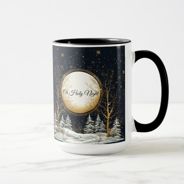 Oh Heliga Natt Jul Svart Guld Tallar   Mugg (Höger)