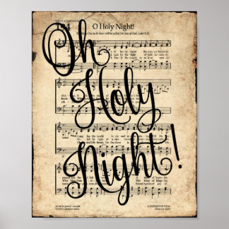 Oh Heliga Natt Vintage Hymn Poster