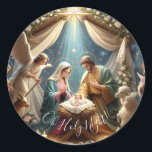 Oh Heliga Nght - Nativitetscen Runt Klistermärke<br><div class="desc">Vilken heliga kväll det var när Jesus föddes.</div>