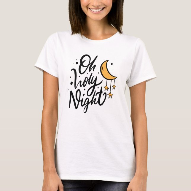 Oh Heliga Night Måne T Shirt (Framsida)