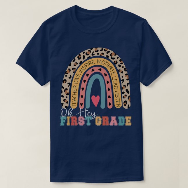 Oh Hey 1st First Grade Back To School Rainbow Prem T Shirt (Design framsida)