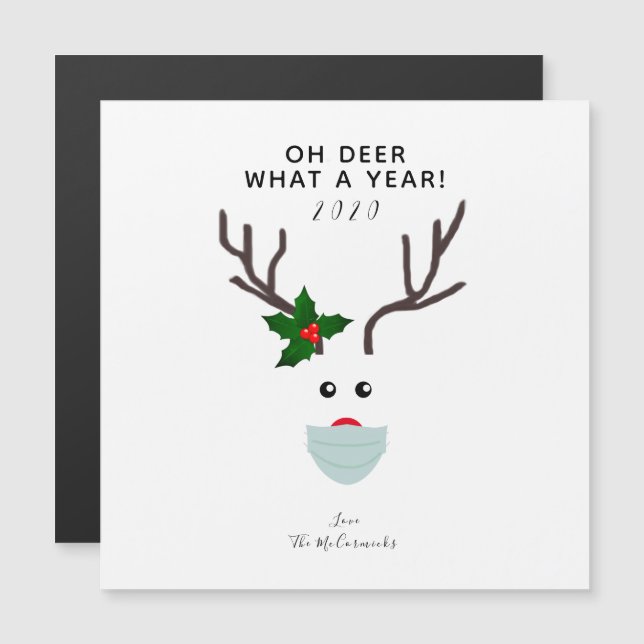 Oh Hjort 2020 julrenar som bar Ansikte-mask (Fram/baksida)