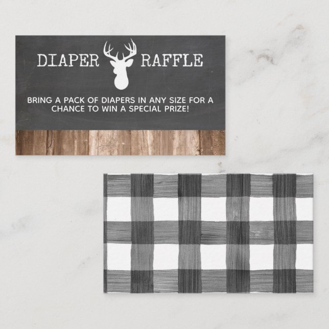 OH Hjort Baby dusch Diaper Raffle Card Tilläggskort (Fram/baksida)