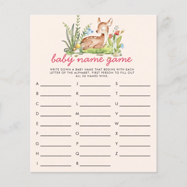 Oh Hjort Baby Namn Shower Game (Framsida)