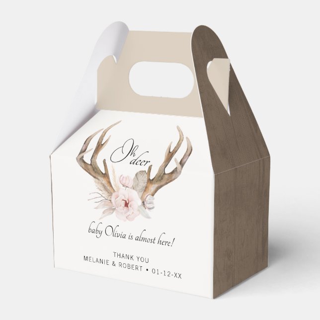 Oh Hjort Baby Shower Favor Box - Woodland Blommigt Presentaskar (Framsidan Sidan)