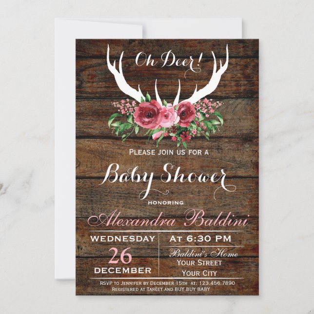 Oh Hjort Baby Shower-inbjudan Inbjudningar (Framsida)
