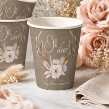 Oh Hjort Baby Shower Papper Kopp - Woodland Waterc