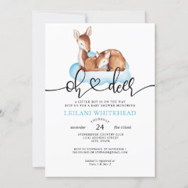 Oh Hjort Baby Shower Watercolor Blue Cloud Inbjudningar