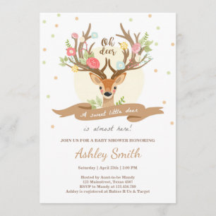 Oh hjort babyduschinbjudan Woodland Antlers Inbjudningar