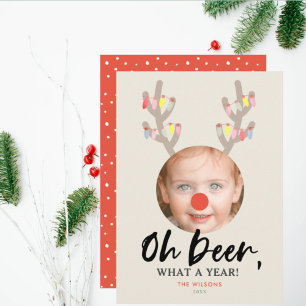 Oh Hjort Beige Funny jul-Helgdag-fotokort Inbjudningar
