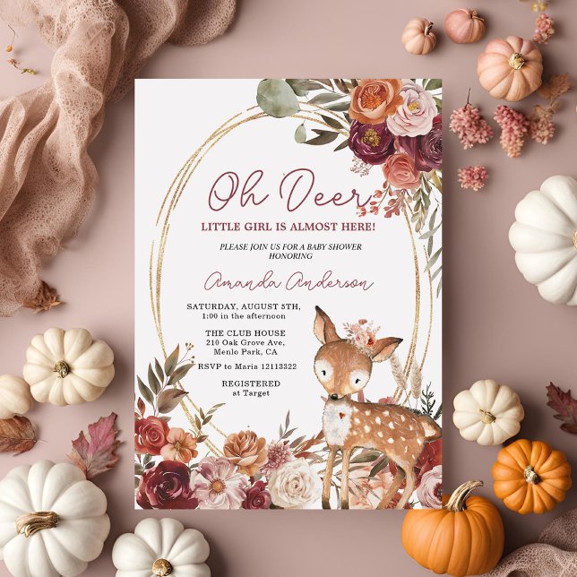 Oh Hjort Beige Marsala Baby Shower-inbjudan Inbjudningar (Skapare uppladdad)