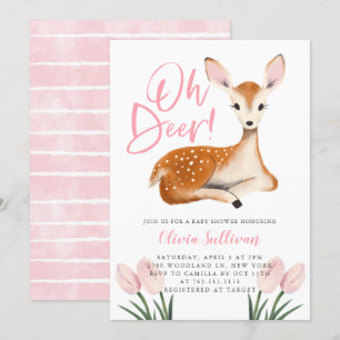 Oh Hjort Blommigt Baby Shower Inbjudningar