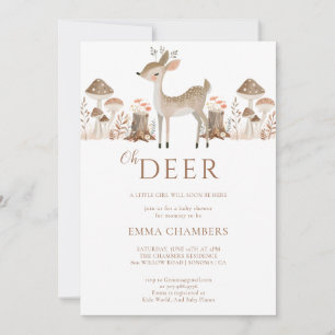 Oh Hjort Boho Woodland Animals Girl Baby Shower Inbjudningar