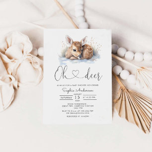 Oh Hjort Boy Winter Baby Shower Inbjudningar