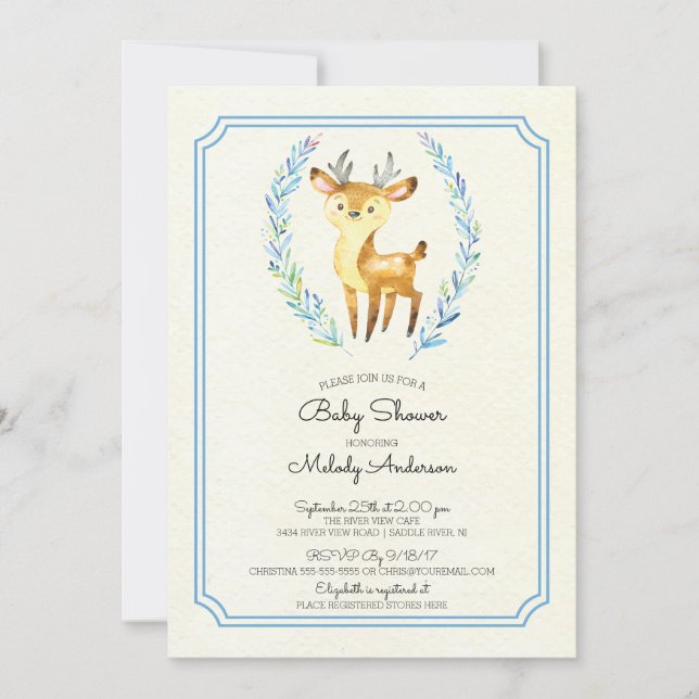 Oh Hjort Boys Baby Shower Baby-inbjudan Inbjudningar (Framsida)