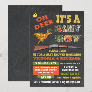 Oh Hjort Chalkboard Camo Baby Shower-inbjudan Inbjudningar