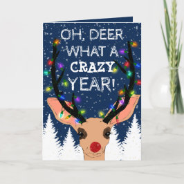 Oh Hjort Crazy Year Reindeer Ljus jul Helgkort