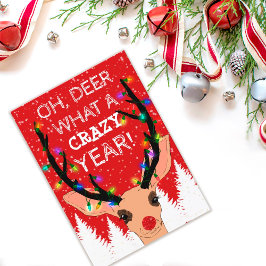 Oh Hjort Crazy Year Reindeer Ljus jul Helgkort