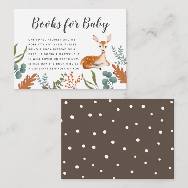 Oh Hjort Fall Baby Shower Bok-begäran Tilläggskort (Fram/baksida)
