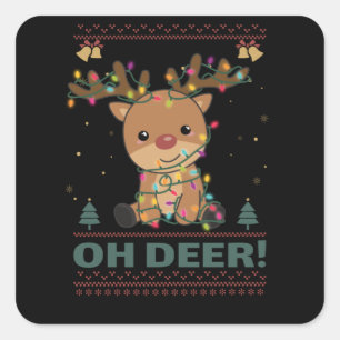 Oh Hjort Funny Reindeer Hjort Pun christmas Fyrkantigt Klistermärke